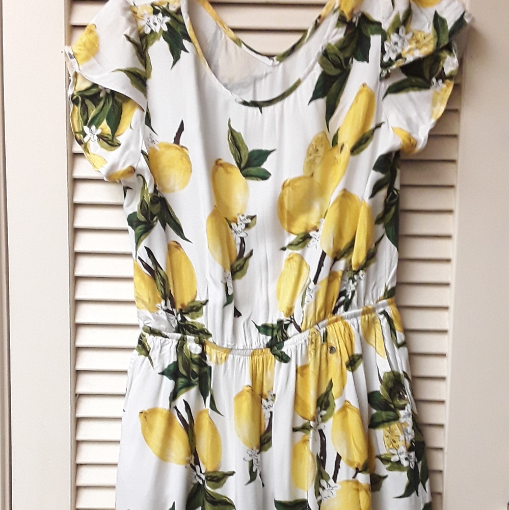 Lemon Skater Midi Dress L